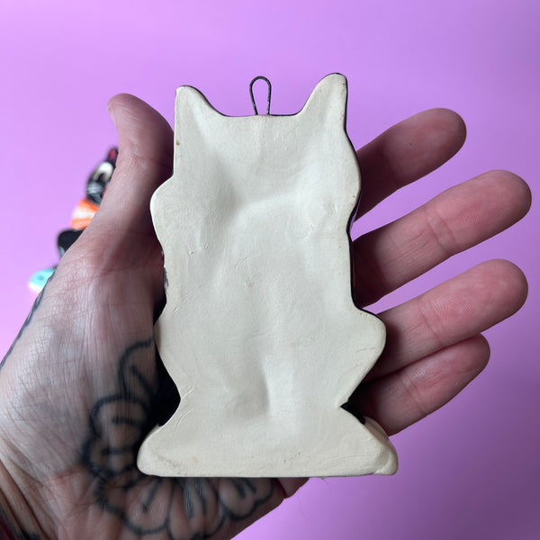 Ceramic Slip Cast Halloween Cat Wall Hanging