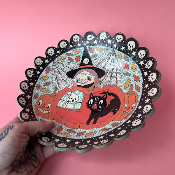 Ceramic Hand Built Halloween Witch Dish