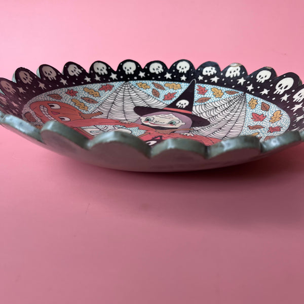 Ceramic Hand Built Halloween Witch Dish