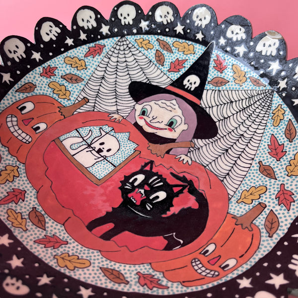Ceramic Hand Built Halloween Witch Dish