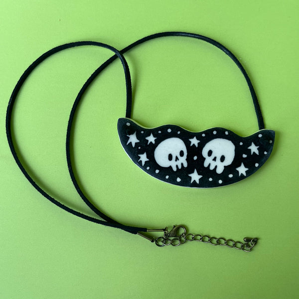 Ceramic Hand Built Skull Necklace