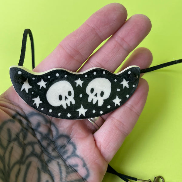 Ceramic Hand Built Skull Necklace