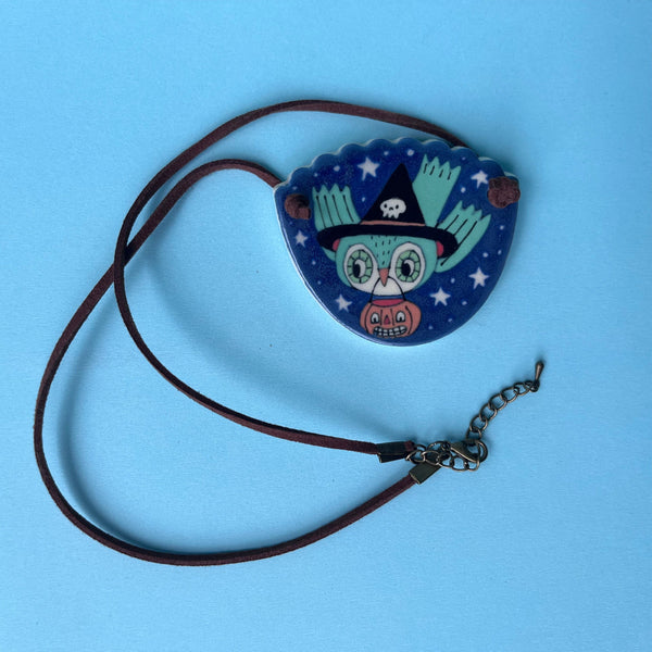 Ceramic Hand Built Owl Necklace