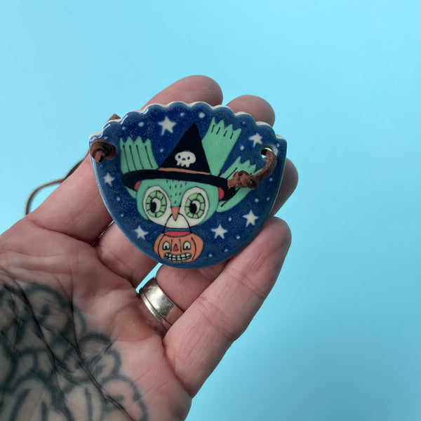 Ceramic Hand Built Owl Necklace
