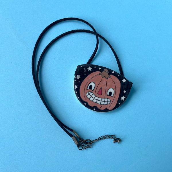 Ceramic Hand Built Pumpkin Necklace