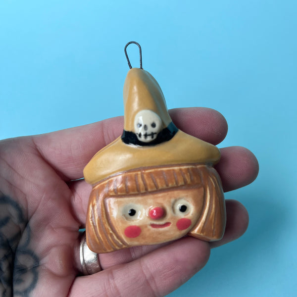 Ceramic Slip Cast Witch Ornament