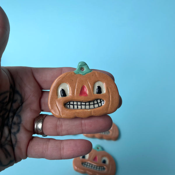 Ceramic Slip Cast Pumpkin Ornament