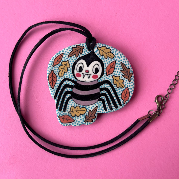 Ceramic Hand Built Spider Necklace