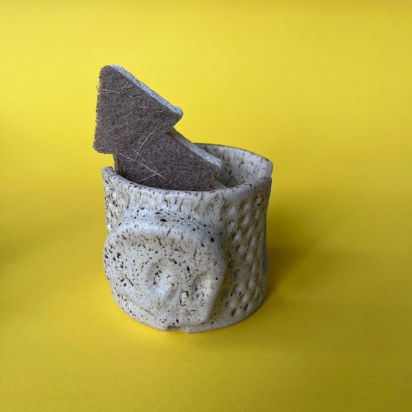 Ceramic Hand Built Skull Sponge Holder