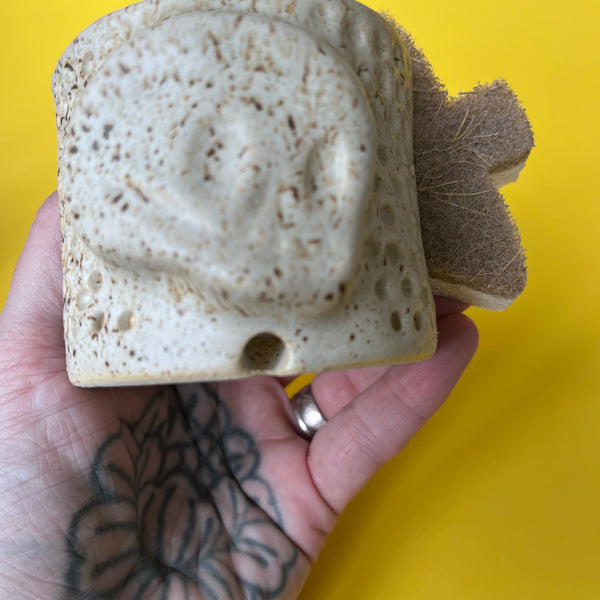 Ceramic Hand Built Skull Sponge Holder