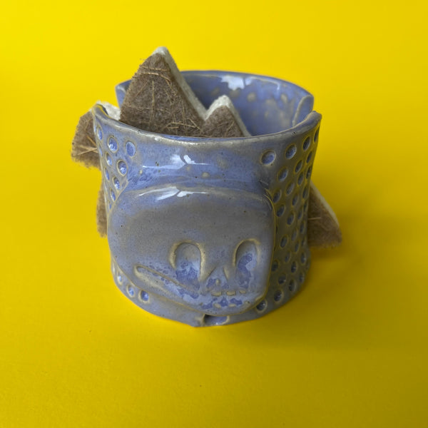 Ceramic Hand Built Skull Sponge Holder