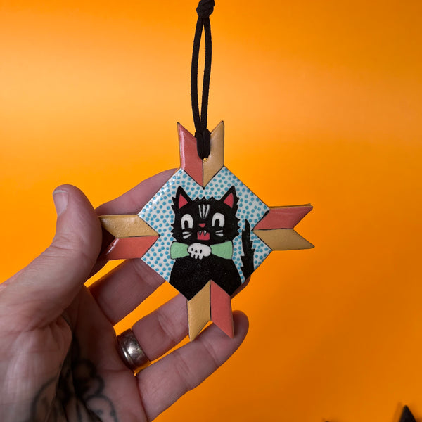 Ceramic Hand Built Halloween Quilt Square Wall Hanging