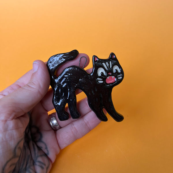 Ceramic Slip Cast Halloween Ornament Pumpkin, Cat, Skull