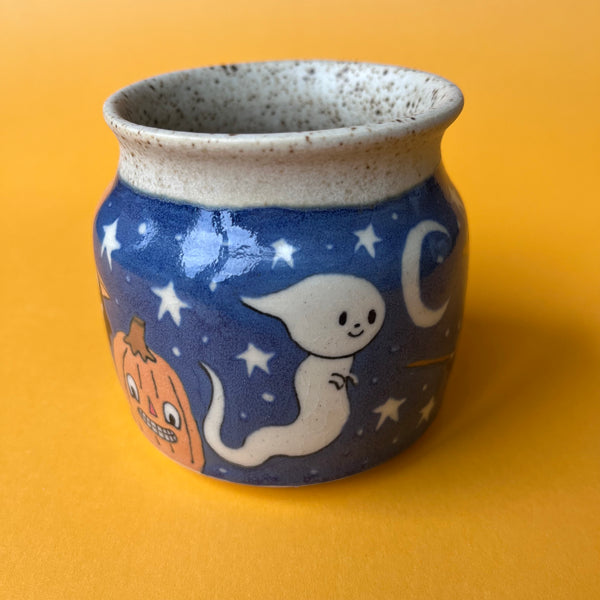 Ceramic Wheel Thrown Witch Cat Mug 9oz