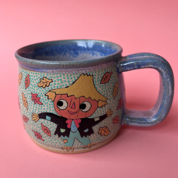 Ceramic Wheel Thrown Scarecrow Mug 11oz