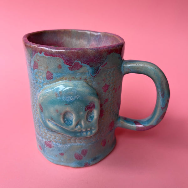 Ceramic Hand Built Skull Mug 13oz