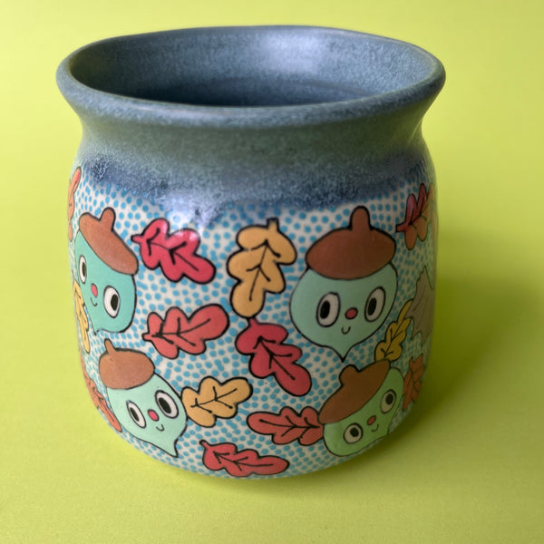 Ceramic Wheel Thrown Bat Acorn Mug 12oz