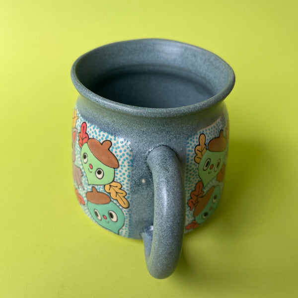 Ceramic Wheel Thrown Bat Acorn Mug 12oz
