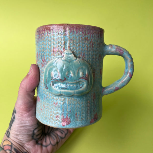 Ceramic Hand Built Pumpkin Mug 14oz