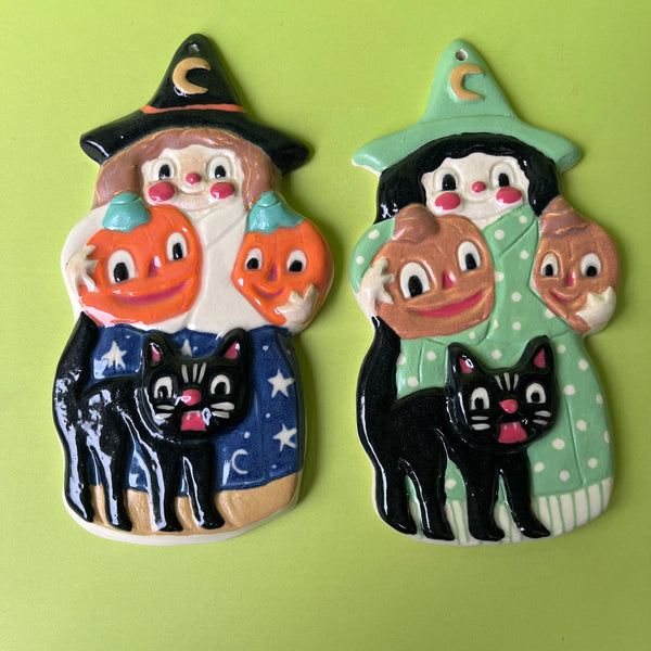 Ceramic Slip Cast Witch Wall Hanging