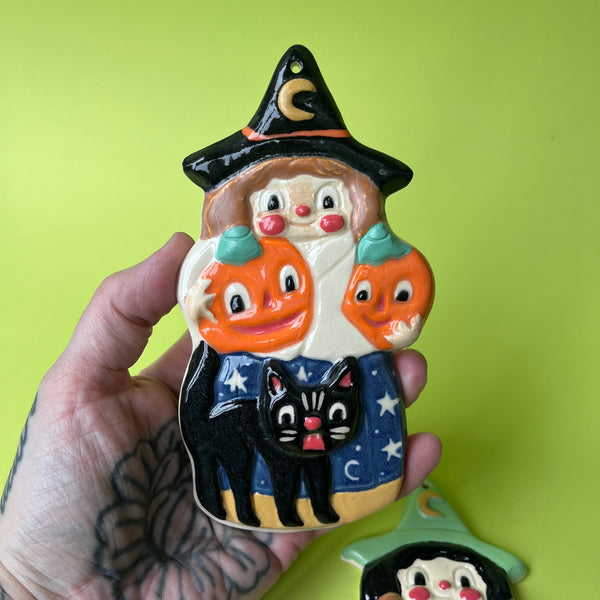 Ceramic Slip Cast Witch Wall Hanging