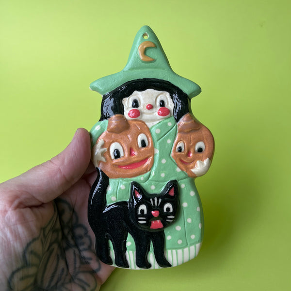 Ceramic Slip Cast Witch Wall Hanging