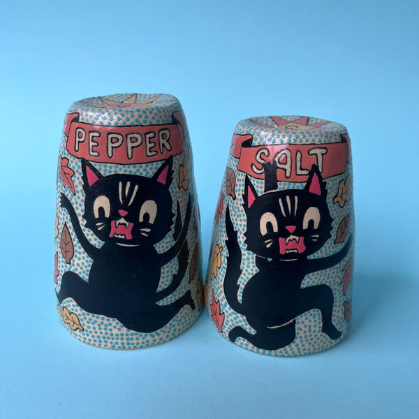 Ceramic Hand Built Salt And Pepper Shakers
