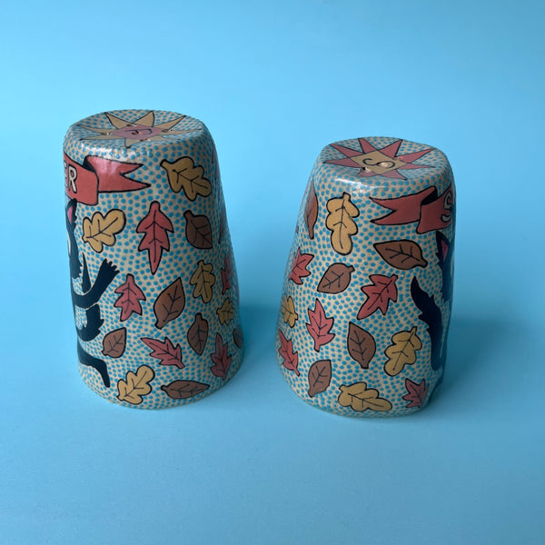 Ceramic Hand Built Salt And Pepper Shakers