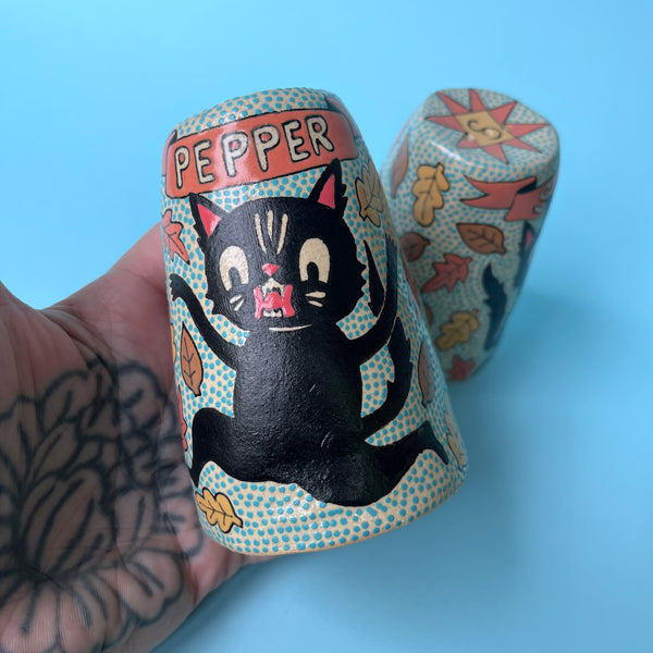 Ceramic Hand Built Salt And Pepper Shakers