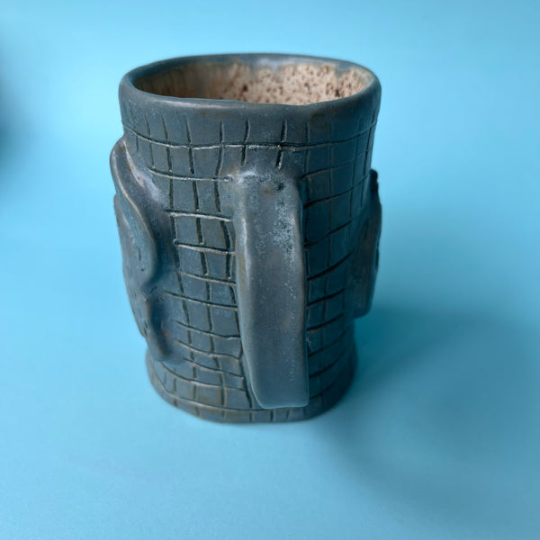 Ceramic Hand Built Cat And Pumpkin Mug 12oz