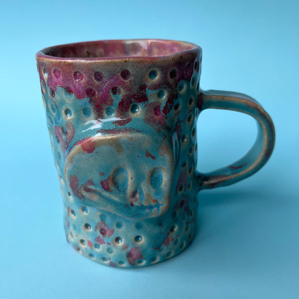 Ceramic Hand Built Skull Mug 13oz