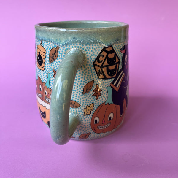 Ceramic Wheel Thrown Halloween Goat Mug 18oz