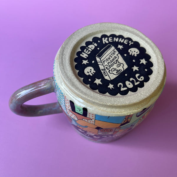 Ceramic Wheel Thrown Halloween VHS Rental Mug 15oz
