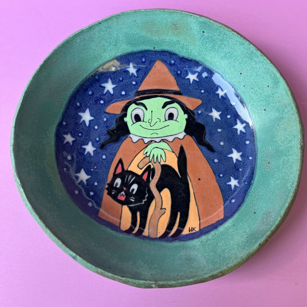 Ceramic Hand Built Halloween Witch Dish