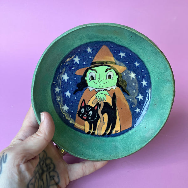 Ceramic Hand Built Halloween Witch Dish
