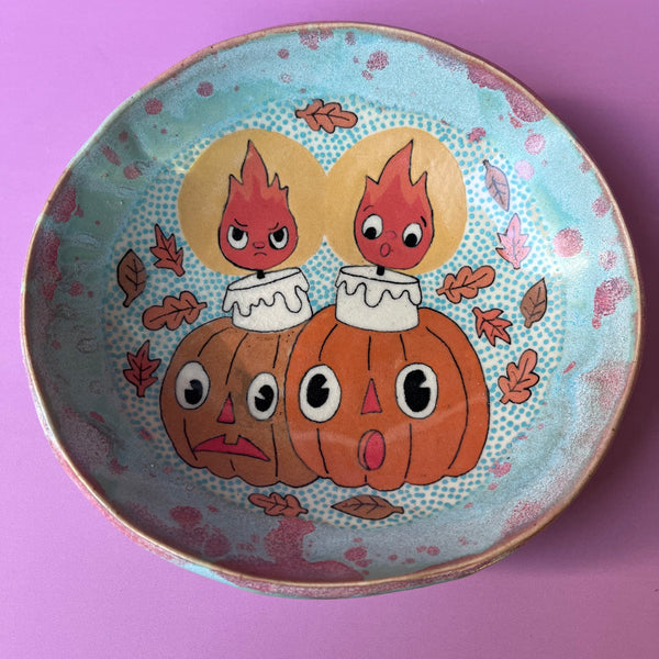 Ceramic Hand Built Halloween Pumpkin Dish