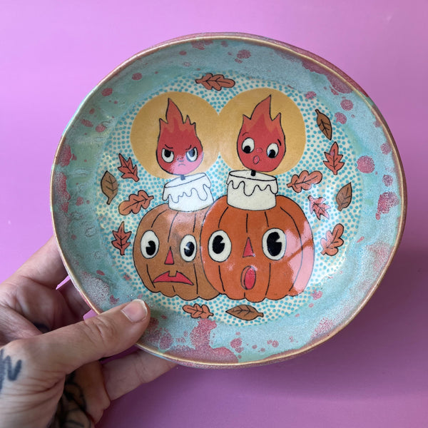 Ceramic Hand Built Halloween Pumpkin Dish