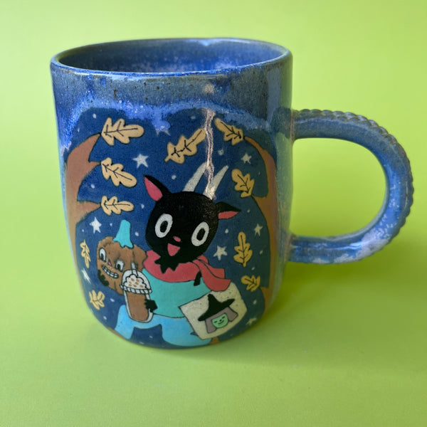 Ceramic Wheel Thrown Halloween Goat Mug 17oz
