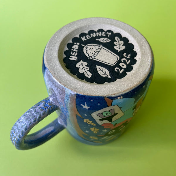 Ceramic Wheel Thrown Halloween Goat Mug 17oz