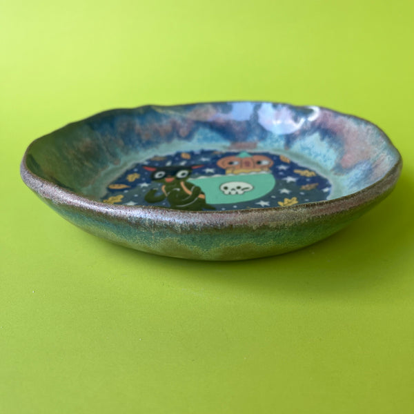 Ceramic Hand Built Halloween Goat Dish