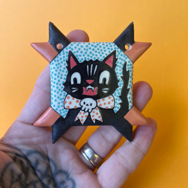 Ceramic Hand Built Halloween Quilt Wall Hangings