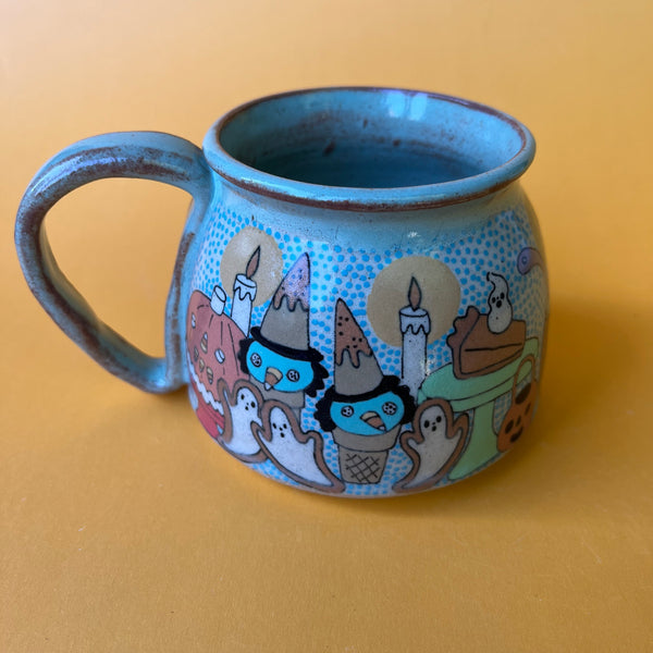 Ceramic Wheel Thrown Halloween Treats Mug (Weeny Witch) 11oz