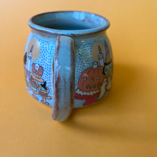 Ceramic Wheel Thrown Halloween Treats Mug (Weeny Witch) 11oz