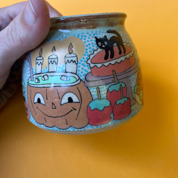 Ceramic Wheel Thrown Halloween Treats Mug (Weeny Witch) 11oz
