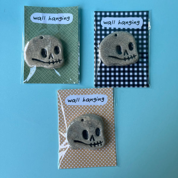 Ceramic Slip Cast Skull Wall Hanging
