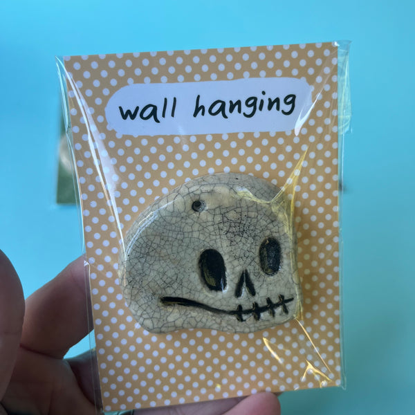 Ceramic Slip Cast Skull Wall Hanging