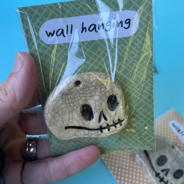Ceramic Slip Cast Skull Wall Hanging