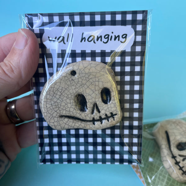 Ceramic Slip Cast Skull Wall Hanging