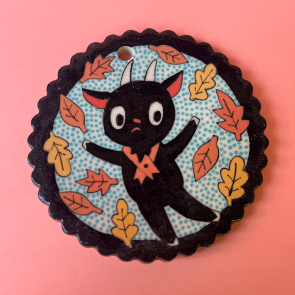 Ceramic Fall Goat Wall Hanging