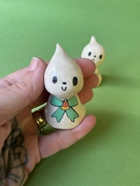 Ceramic Hand Built Ghost Candy Corn Bells
